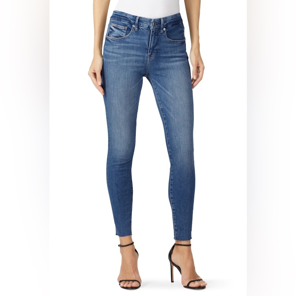 Good American Good Legs High Waist Raw Hem Skinny Jeans, Size 4/27